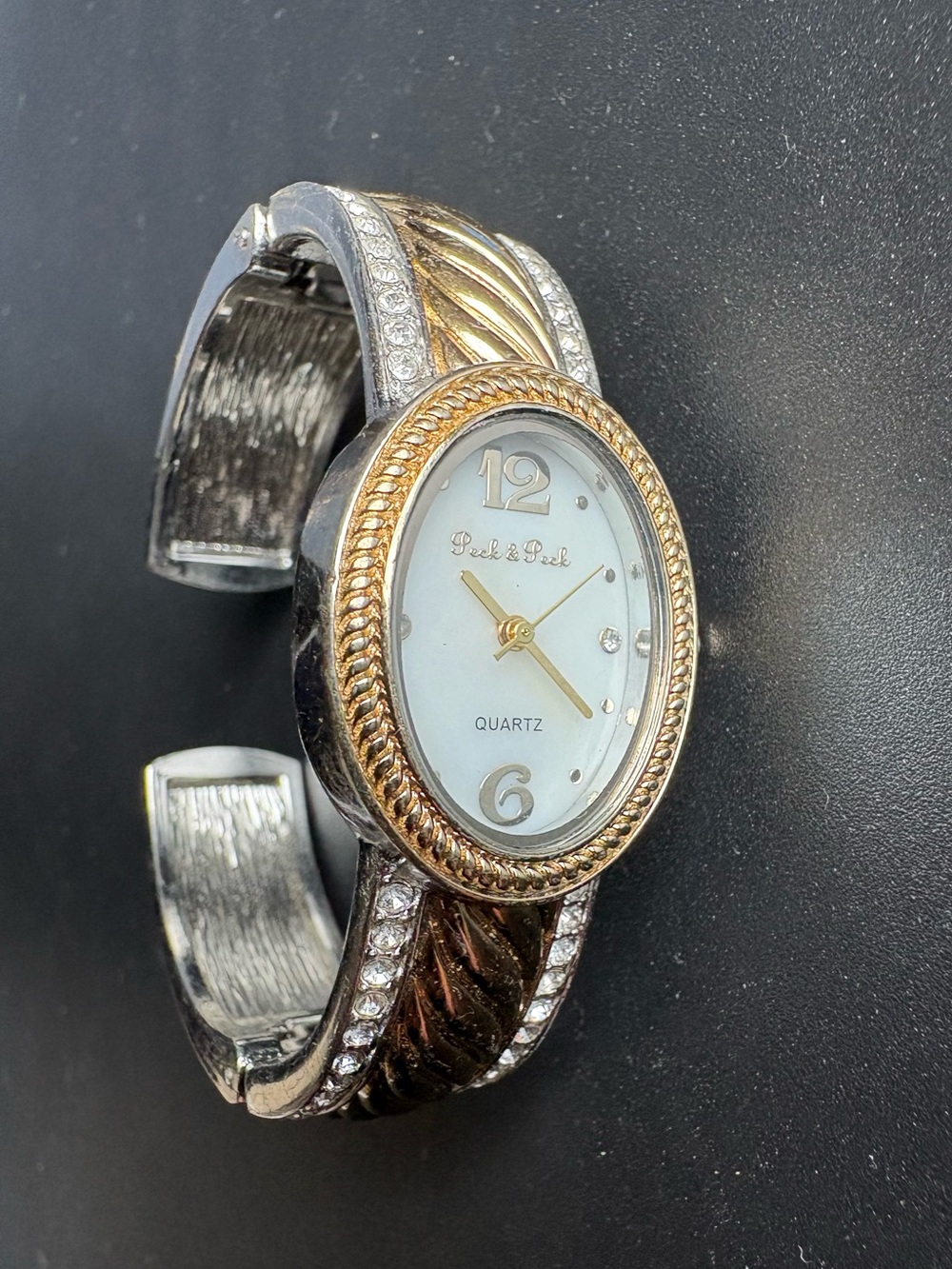 Peck and Peck Women’s Two-Tone Women's Quartz Bangle Watch in Gold and Silver